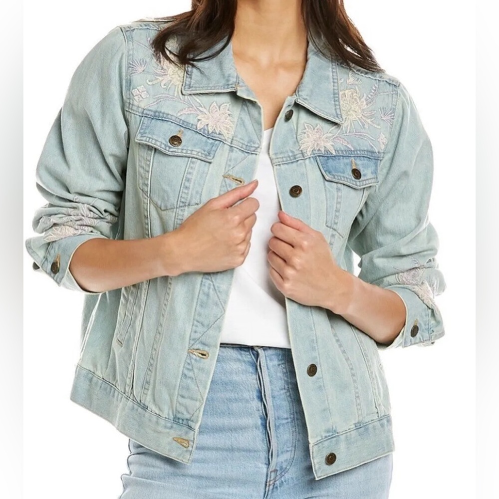 Johnny Was Devere Embroidered Denim Jacket